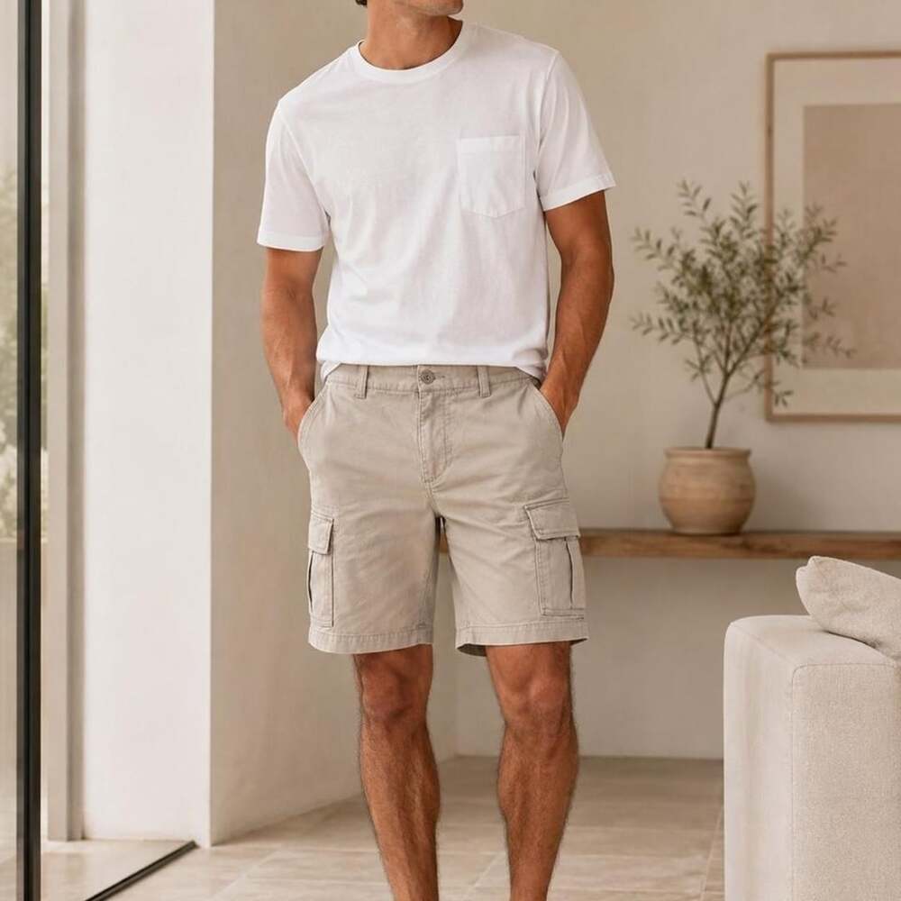 Old Navy Lived-In Straight Cargo Shorts Tan Size 32 Built-In Flex